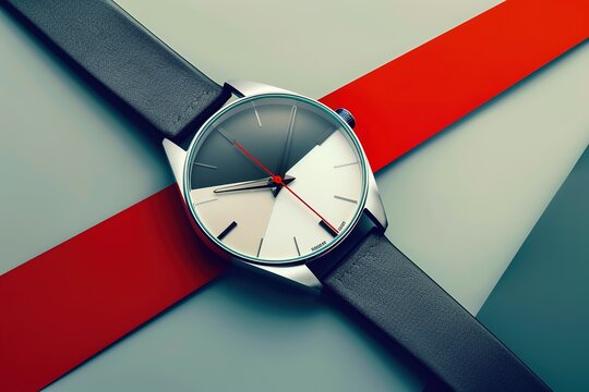An image of a wristwatch, simplified into basic geometric elements