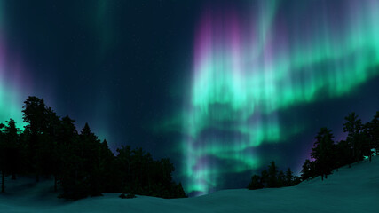Wall Mural - colorful northern lights over starry night sky