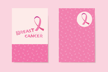 3d pink ribbon in the breast cancer awareness month pattern background. Breast cancer cover illustration vector symbol.