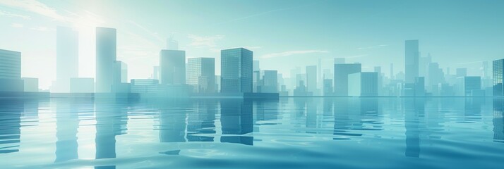 Minimalist Illustration of a Smart City Skyline, Urban Landscape on a Light Background, Ideal for Corporate and Business graphic, banner design, brochure, pattern design, web, background templa