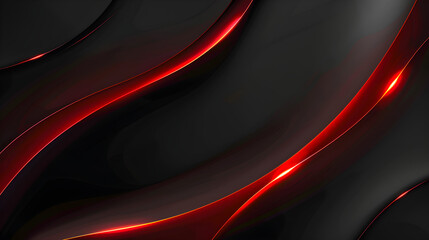 Wall Mural - Black abstract background with red wavey lines