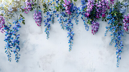 Floral background template on white wall
