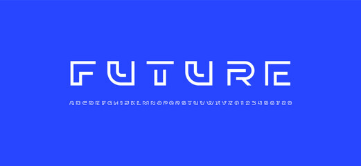 Wall Mural - Modern font alphabet from segment line, minimal technology style letters, and numbers, vector illustration 10EPS