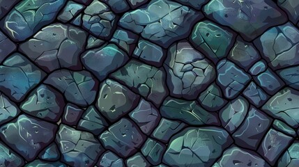 Seamless stone wall texture, 2d game stone texture, cartoon seamless stone wall pattern, 2d seamless stone stylized texture