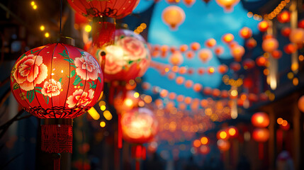 Wall Mural - Luxurious Chinese new year lanterns in traditional street of China town