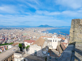 Naples and Mount Vesuvius seen from Castel Sant'Elmo on a cloudy day