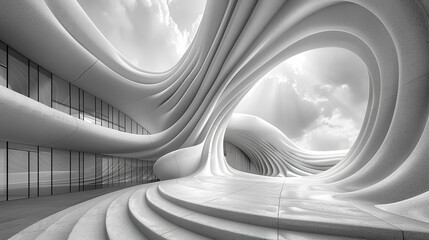 Wall Mural - outstanding abstract architectural details the tunnel is made of white concrete