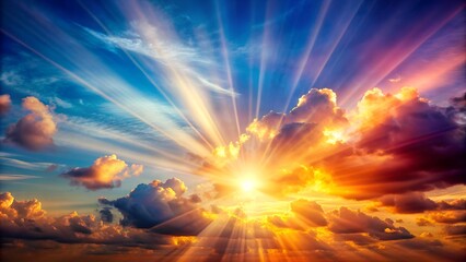 bright summer sky with clouds and sun reflection. perfect for: summer-themed designs, outdoor promot