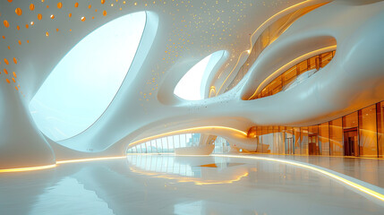 Wall Mural - outstanding a building with a curved roof and a large window on the side of it