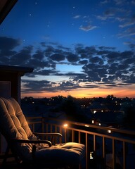 Wall Mural - A vertical shot of a balcony overlooking the night sky and the moon