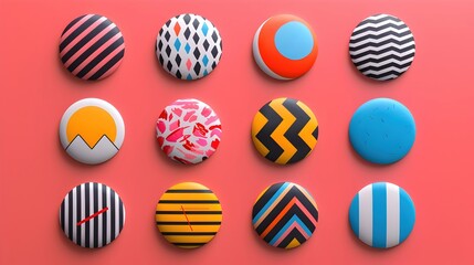 Canvas Print - Vibrant Geometric Badges and Stickers with Minimalist Patterns and Sleek Digital Design