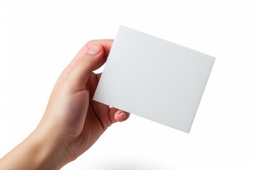 Blank White Card Mockup on Hand created with Generative AI