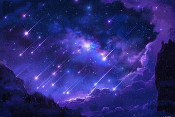 Wall Mural - purple space stars, view of star field at night, milky way galaxy with stars and space dust in the u