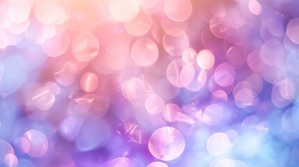 Poster - Abstract blur bokeh banner background. Pastel pink, purple, peach colors bokeh background