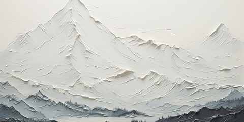 Wall Mural - Abstract draw paint ink watercolor mountain hill rock landscape background scene, White beige nature outdoor adventure scene view