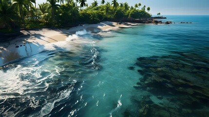 Wall Mural - Tropical beach panoramic view. Seascape background.