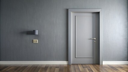 Sticker - Minimalist gray door in a modern hallway.