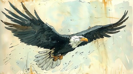 Poster -   Bald Eagle Flying