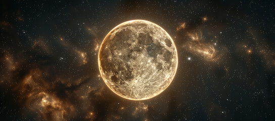 Wall Mural - realistic full moon, moon background / full moon in space