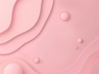 Wall Mural - Soft pink abstract design featuring wavy layers and bubble-like elements on a light pastel background. Ideal for presentations and graphic projects.