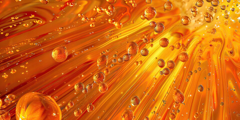 Wall Mural - Vibrant Sunburst Orange Degreaser Agents in Microscopy. breaking down oils and grease.