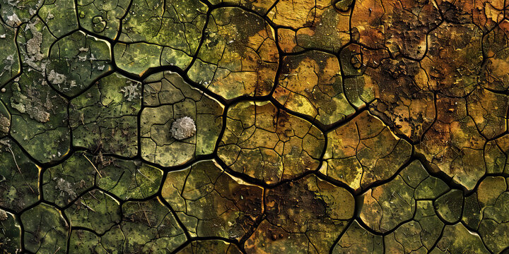 Muddy Mess Mosaic: High-resolution microscopy of a mosaic of muddy and microbiome-rich textures, colored in muddy greens, earthy browns, and gritty yellows