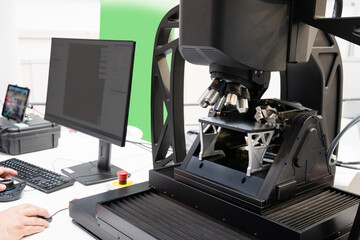 Leinwandbilder - Optic machine for precise measurement of part size and quality evaluation. Smart factory..