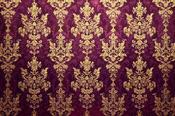 Burgundy and gold vintage wallpaper design