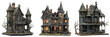 © OHMAl2T - set of miniature haunted house with eerie details isolated on transparent background