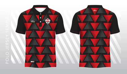 Sticker - abstract red polo jersey sport. Sport uniform in front and back view. Mock up for sport club.