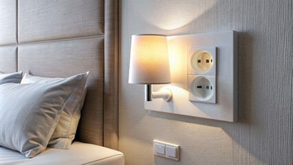 Wall Mural - Bedside lamp on a nightstand.