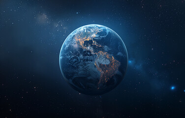 Wall Mural - explore the ethereal beauty of deep space where blue planets and cosmic marvels captivate the imagin