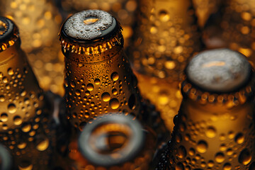 Wall Mural - extreme close-up image of fresh beers