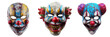 © OHMAl2T - set of creepy clown mask with vibrant colors isolated on transparent background