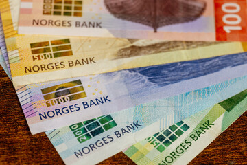 Wall Mural - Norway money, Norwegian kroner, All types of banknotes, Financial business concept, Symbol of Norwegian cash