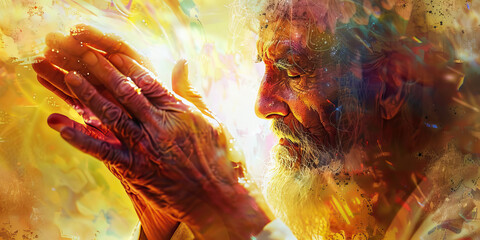 Wall Mural - Anointing with Oil: A close-up of a religious leader anointing a person with oil, with pastel lighting adding a sense of spiritual renewal and blessing