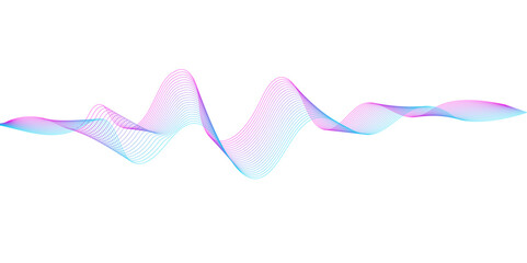 dynamic sound wave isolated on white background. musical particle pulsing. blue energy flow concept.