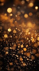 Wall Mural - A blurry image of gold and black with many small circles. The image is of a starry night sky with a lot of light and movement