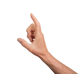 Wall Mural - Hand showing a large measurement using thumb and index finger, isolated on white background. Gesture indicating size or measure, ideal for interaction and communication concepts., transparent PNG