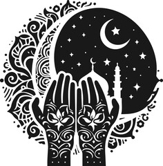 islamic prayer hand silhouette