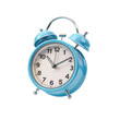 © PNG - Isolated blue alarm clock flying over white background
