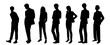 © Galina - Vector silhouettes of  men and a women, a group of standing   business people, profile, black  color isolated on white background