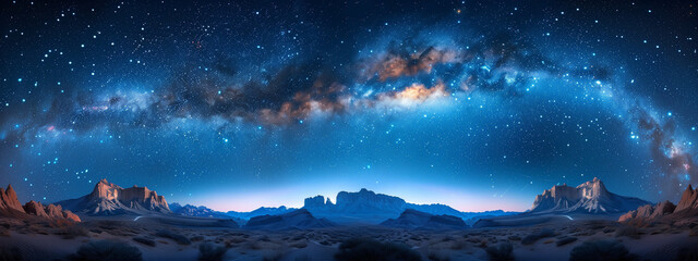 Wall Mural - beautiful blue starry sky at mountains. night colorful landscape. starry sky with hills at summer. b