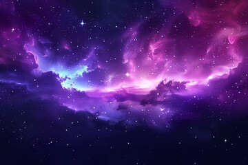 Wall Mural - starry clear night sky. mixed media, silhouette trees against sky at night with colorful galaxy in b