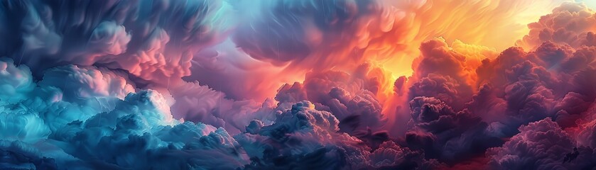 Marvel at the awe-inspiring abstract artwork painted by Mother Nature, as a riotous summer thunderstorm unleashes a symphony of colors and shapes across the celestial realm.