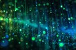 © Phatharaporn - An abstract image of glowing digital light streams in vibrant green and blue hues, representing technology and data flow