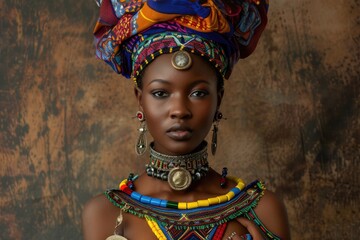 african attire. zulu woman in traditional african fashion portrait