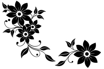 Wall Mural - Floral corner design silhouette vector illustration