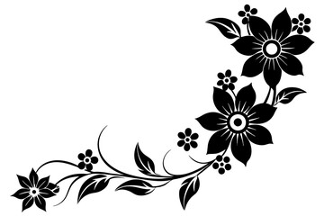 Wall Mural - Floral corner design silhouette vector illustration