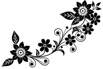 Wall Mural - Floral corner design silhouette vector illustration